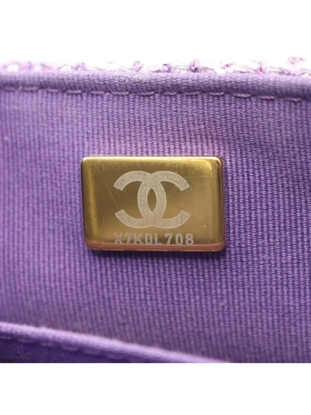 Chanel Shoulder Bag Quilted Top Handle Purple Fabric